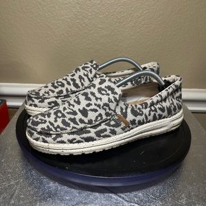 Hey Dude Misty Woven Cheetah Grey Slip On Shoes Women’s Size 8